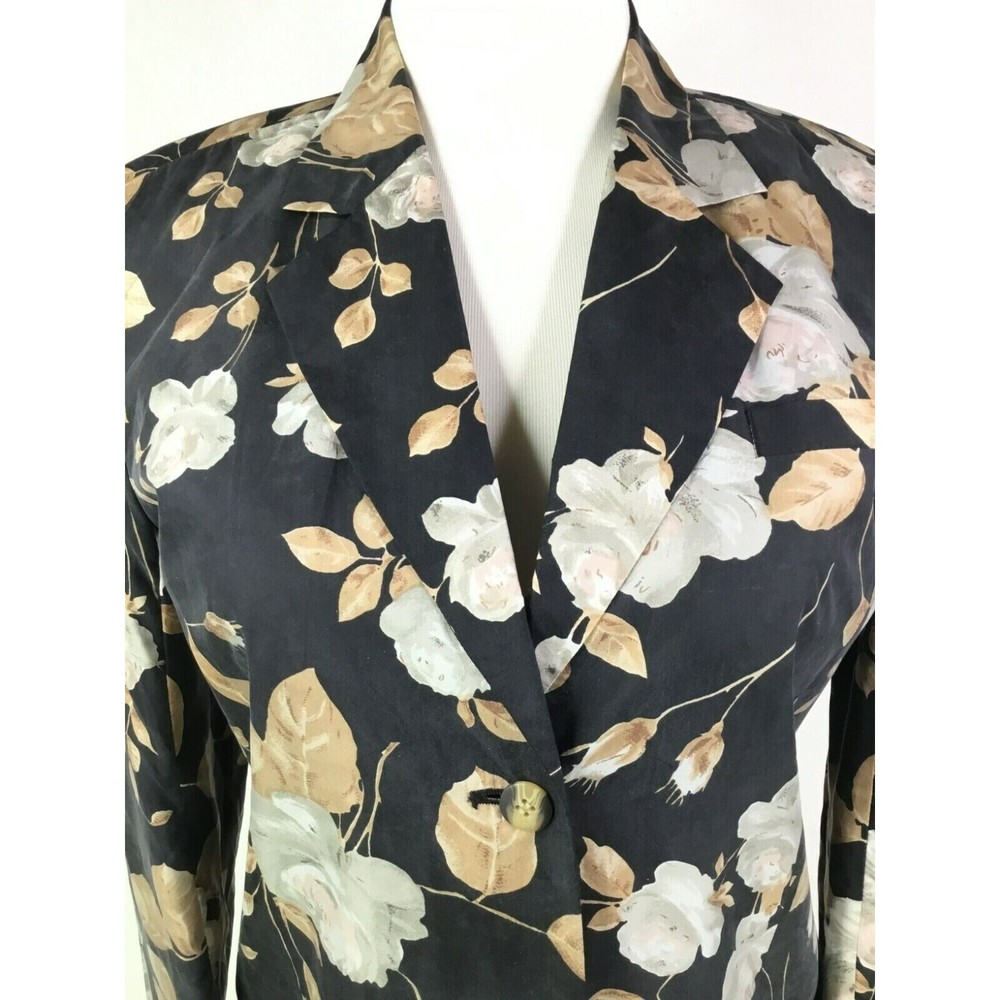 VTG Anna and Frank Womens Silk Floral Blazer Jacket Size S White Roses NEW - Picture 3 of 8